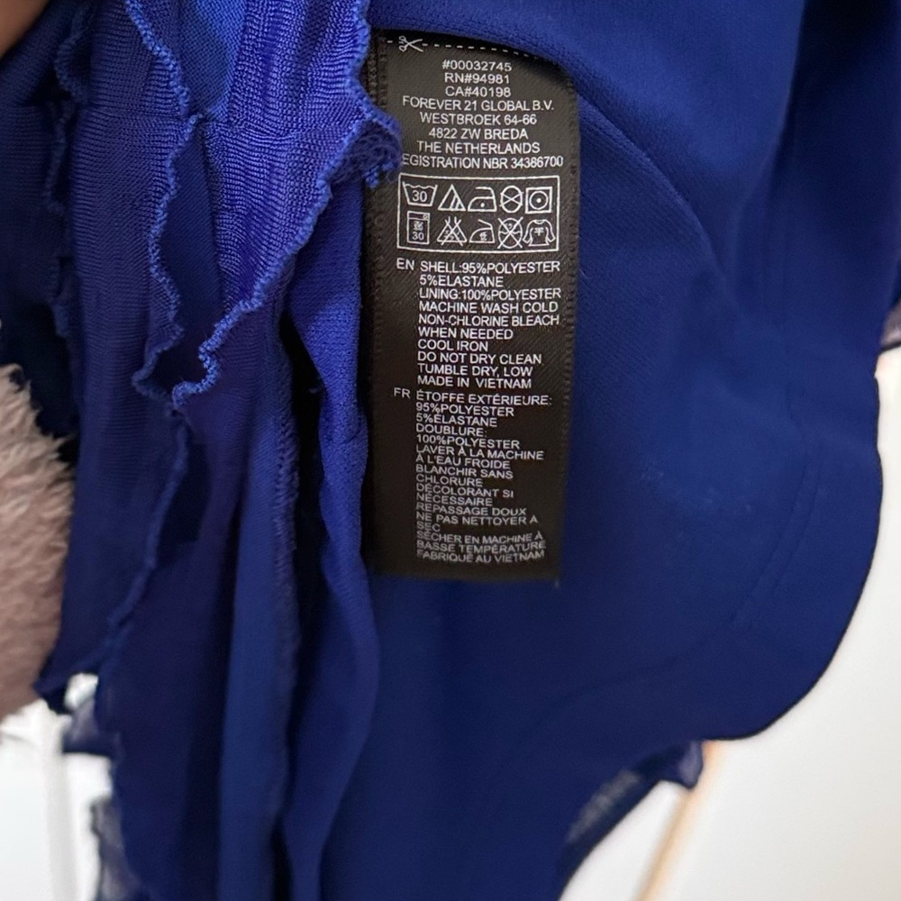 Forever 21 Textured Ruffle Royal Blue Mini Dress Size M 💙 - Picture 9 of 9
